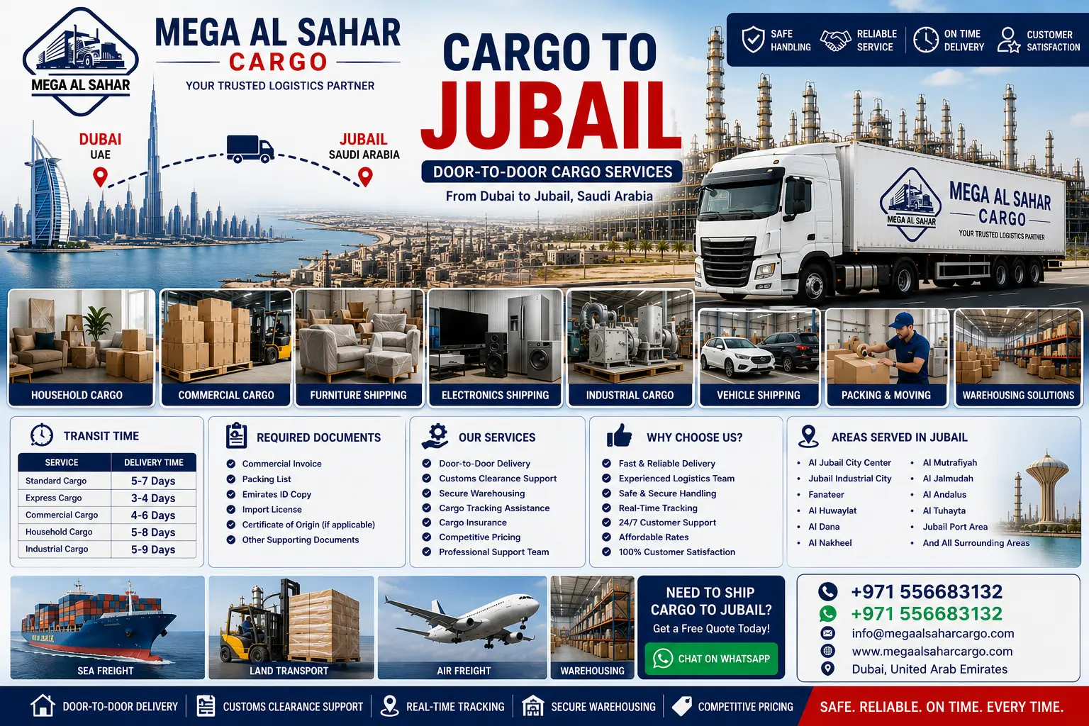 cargo to jubail